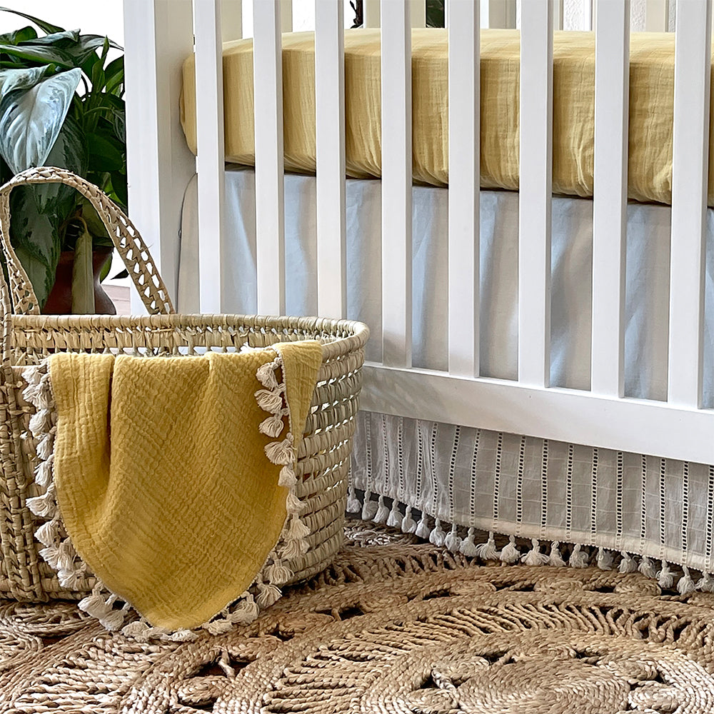 Crane Baby Muslin Crib Fitted Sheet - Ochre