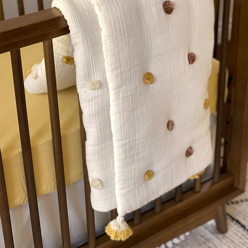 Crane Baby Muslin Crib Fitted Sheet - Ochre