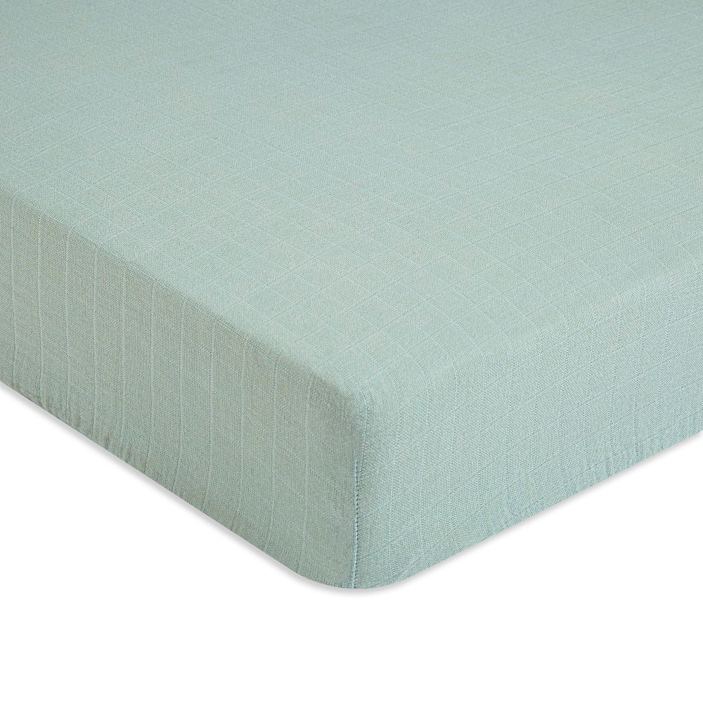 Crane Baby Muslin Crib Fitted Sheet -  Evergreen