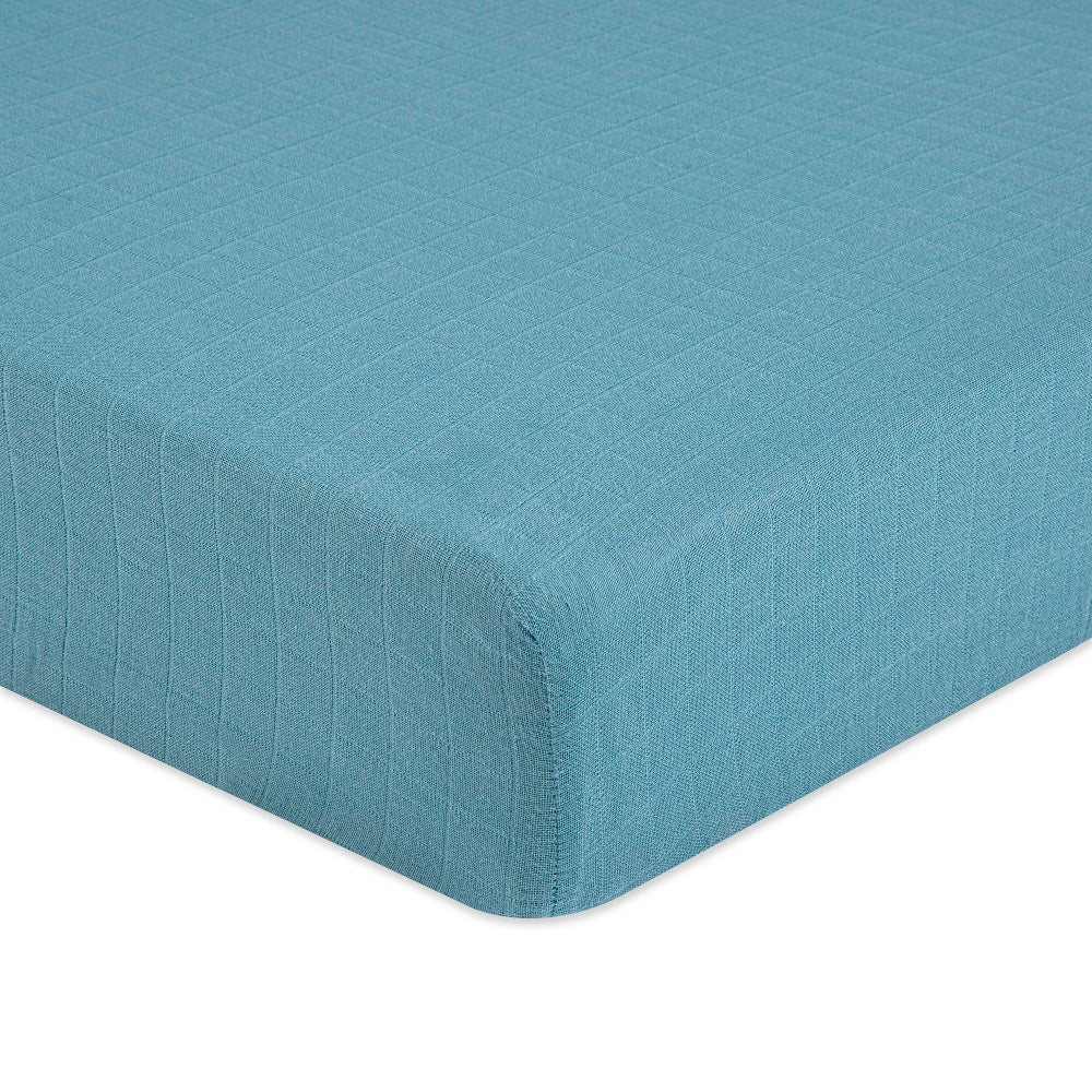 Crane Baby Muslin Crib Fitted Sheet -  Riverstone