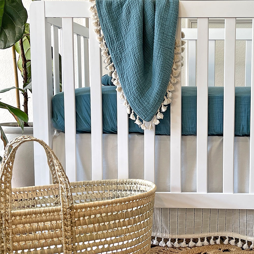 Crane Baby Muslin Crib Fitted Sheet - Riverstone