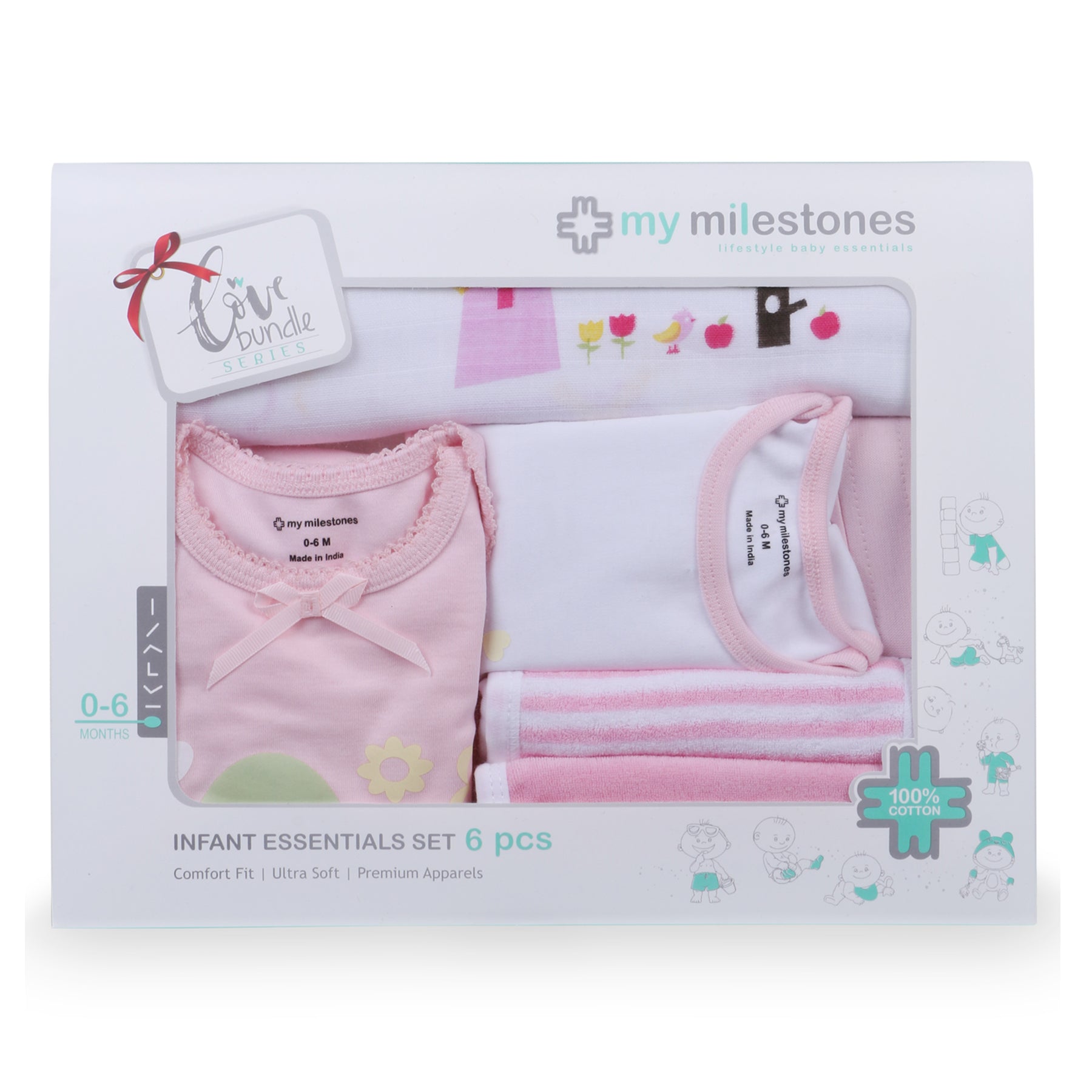 My Milestones Love Bundle Infant Gift Set A - 6pcs - Pink
