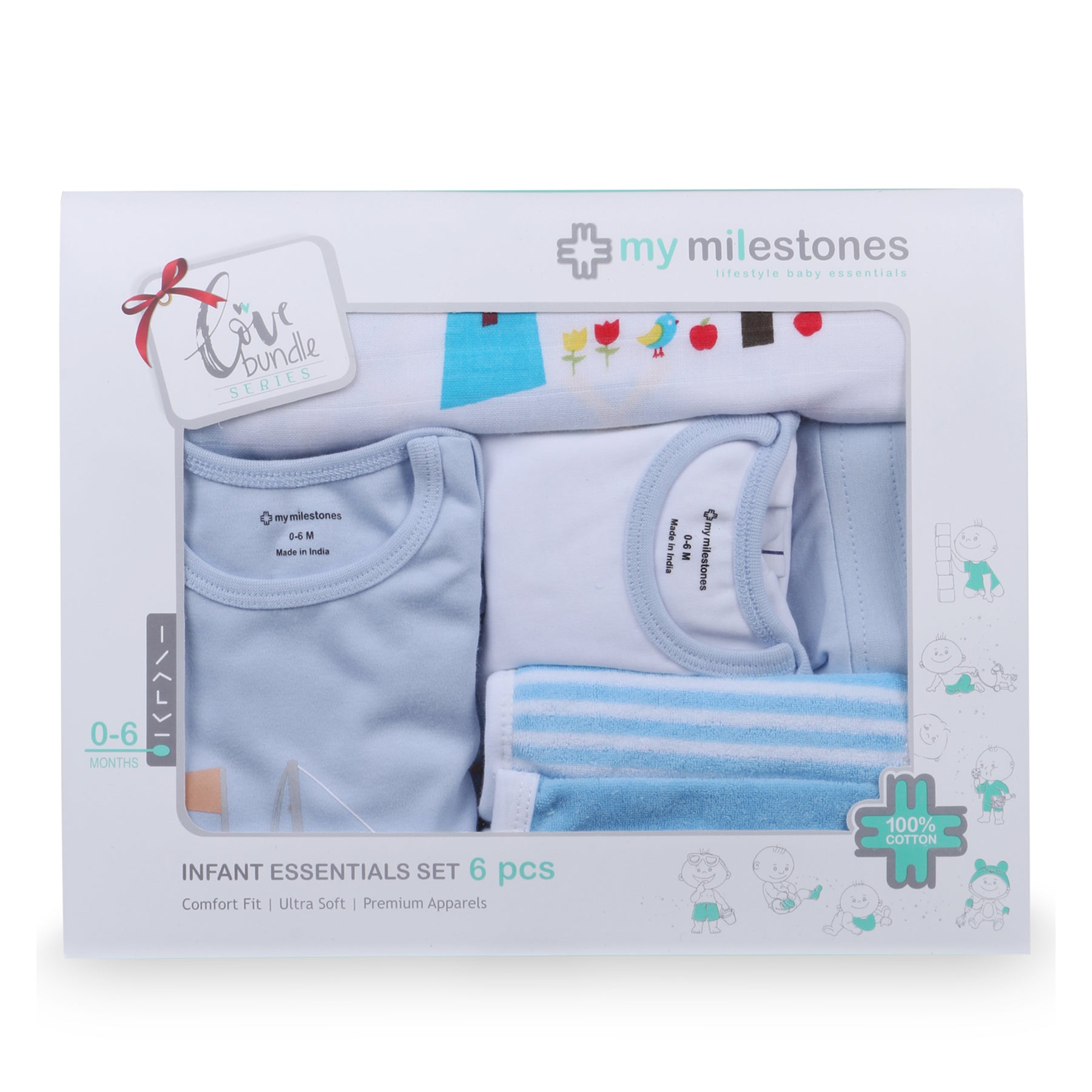 My Milestones Love Bundle Infant Gift Set A - 6pcs - Blue