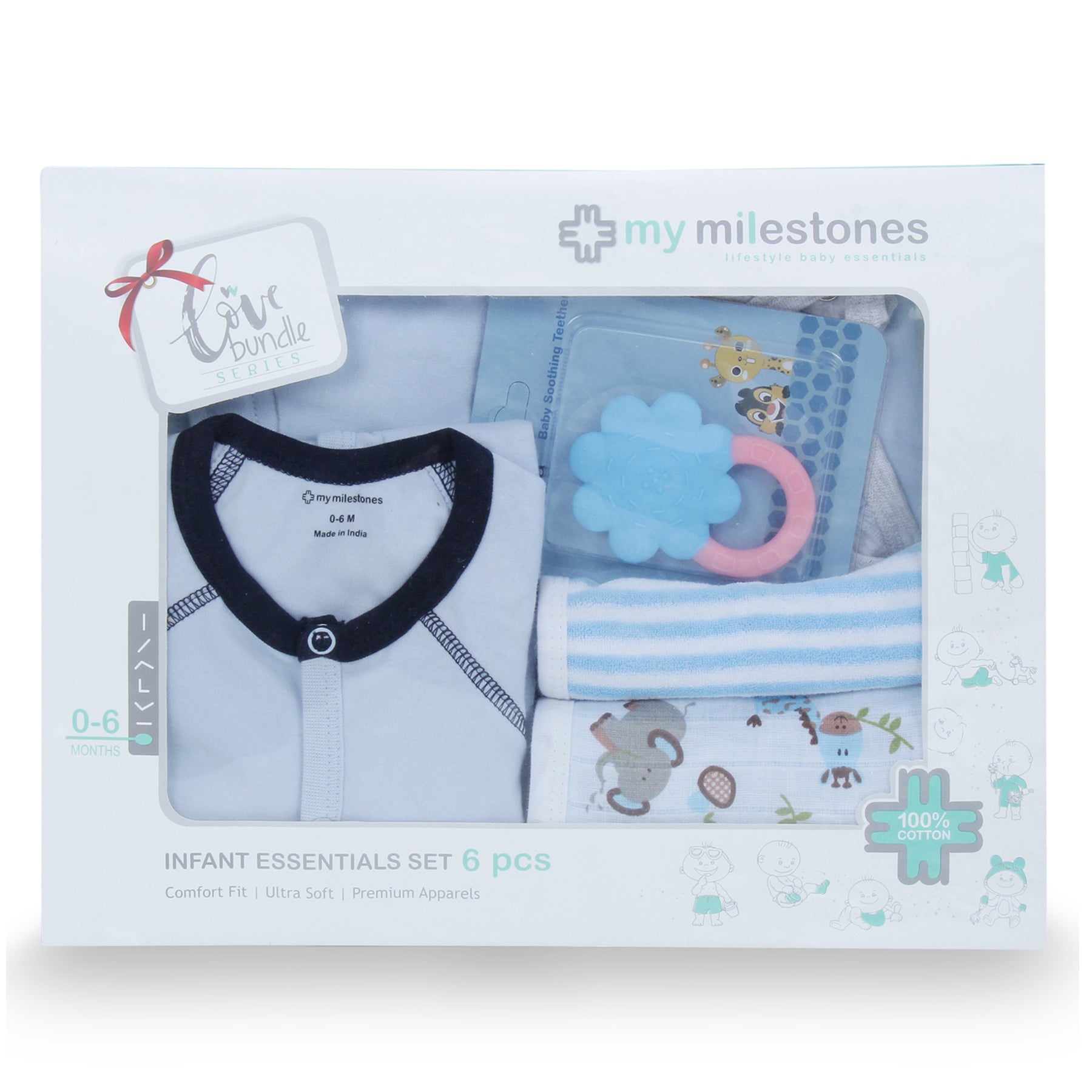 My Milestones Love Bundle Infant Gift Set B - 6 pcs - Blue