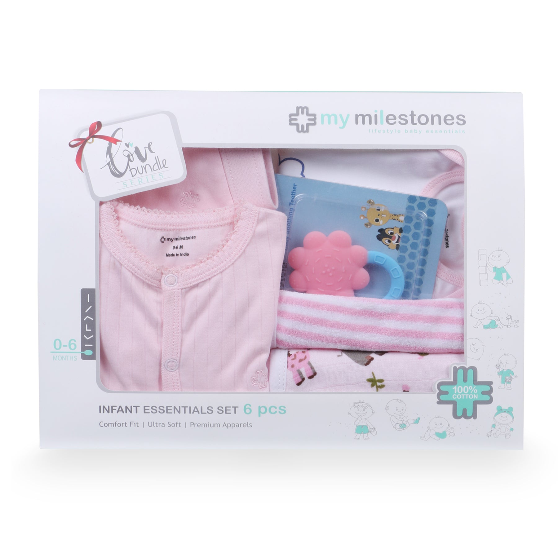 My Milestones Love Bundle Infant Gift Set B - 6 pcs - Pink