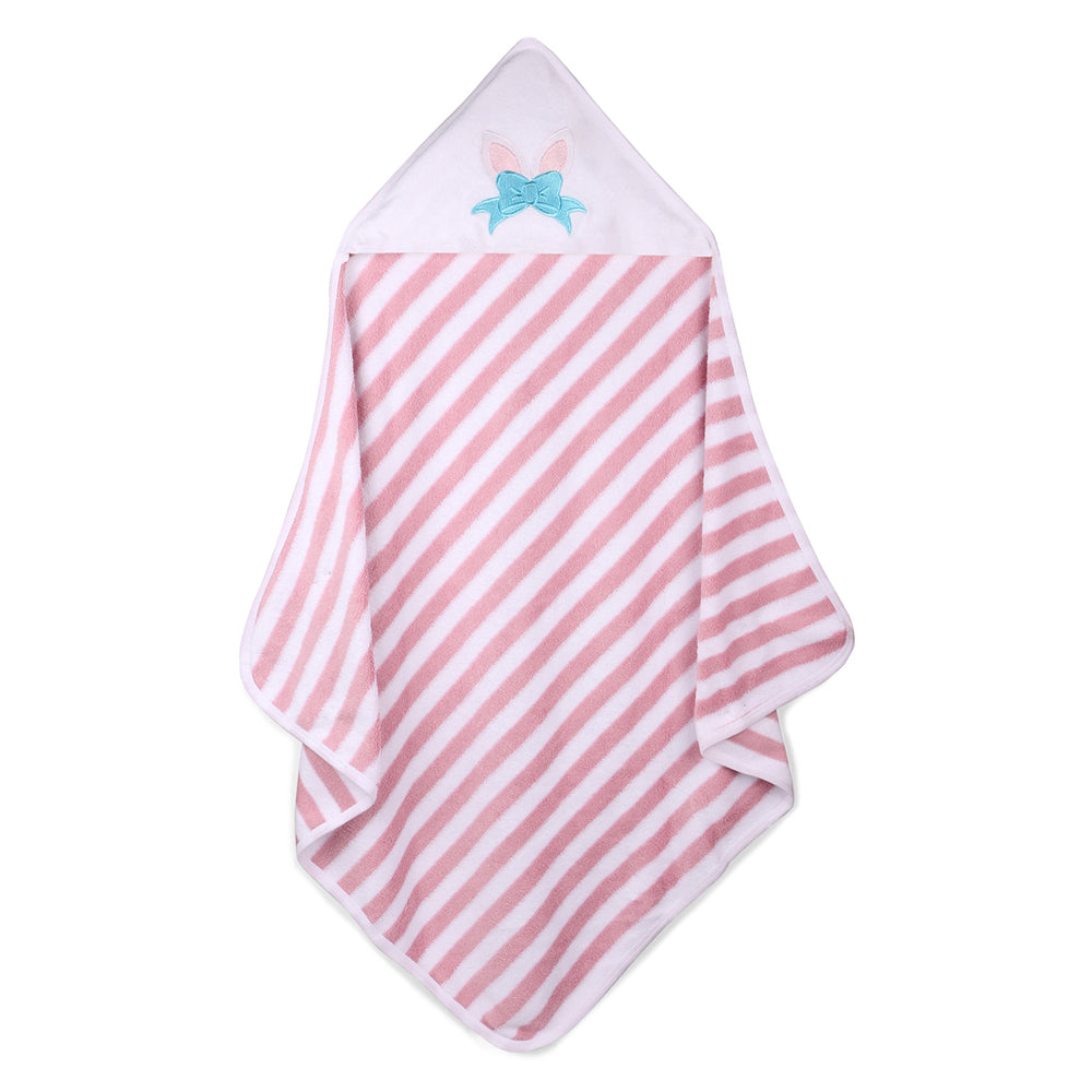 My Milestones Baby Hooded Towel - Modern stripped - Pink / White