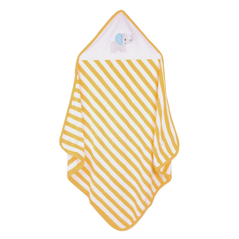 My Milestones Baby Hooded Towel - Modern Stripped - Yellow / White