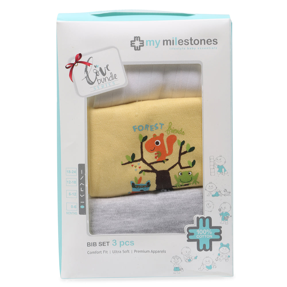 My Milestones Bibs Value Set 3 pcs - Yellow / White / Grey