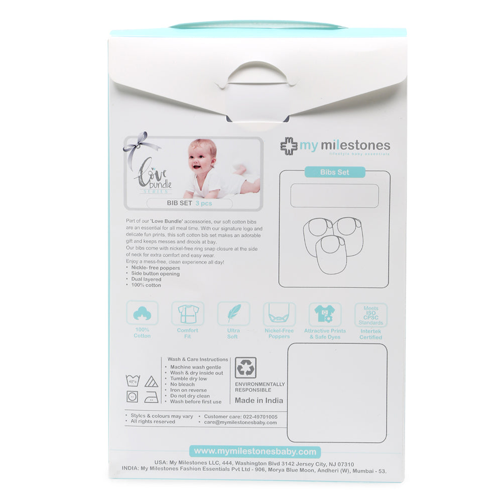 My Milestones Bibs Value Set 3 pcs - White / Pink / Navy Blue