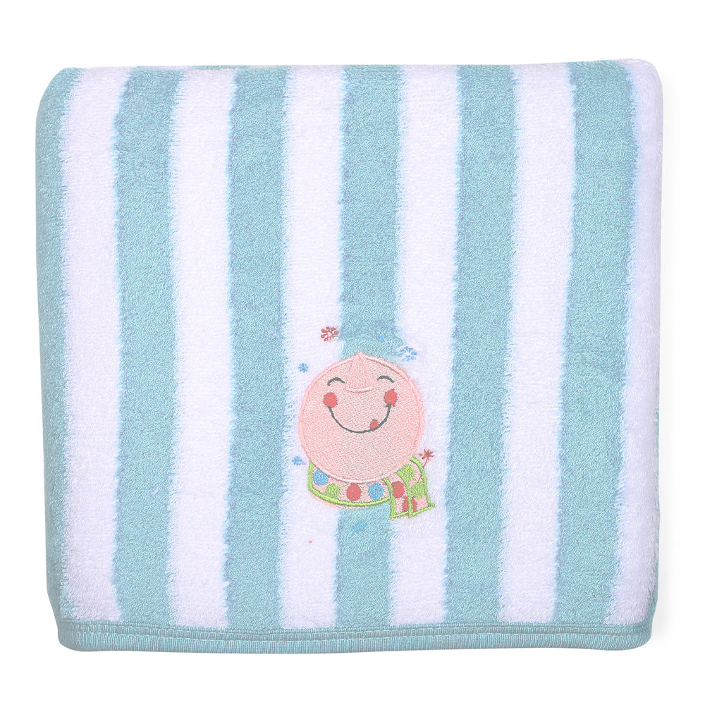 My Milestones Kids Bath Towel Bold Stripped - Aqua / White