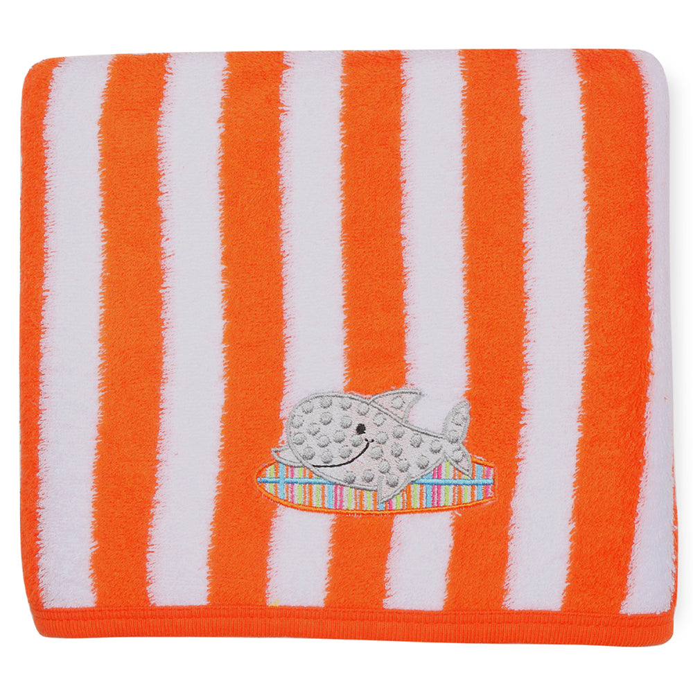 My Milestones Kids Bath Towel Bold Stripped - Orange / White