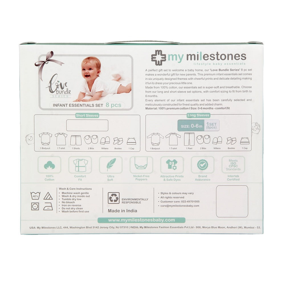 Infant Essentials Gift Set, Full Sleeves - White, Set of 8