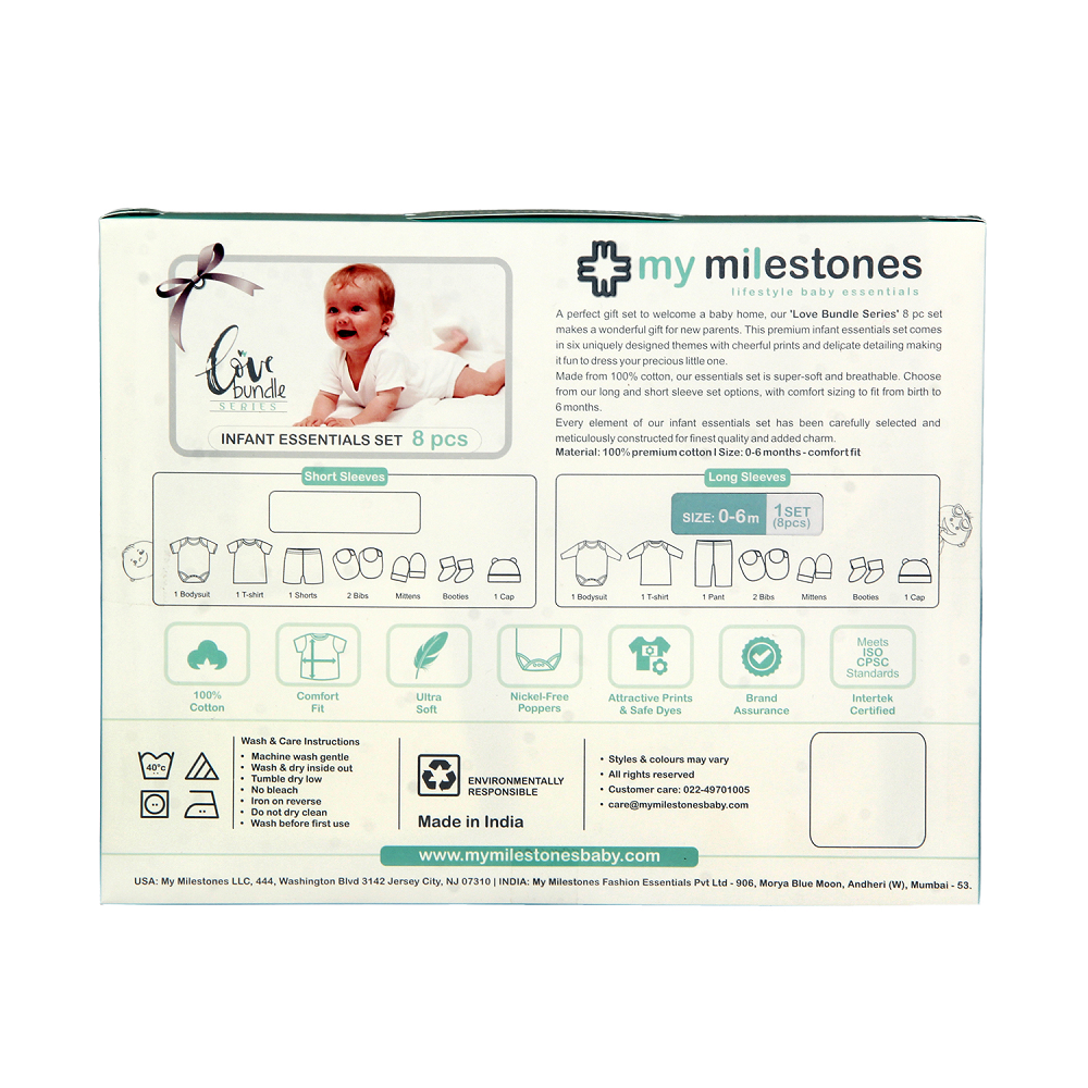 Infant Essentials Gift Set, Full Sleeves - Aqua, Set of 8