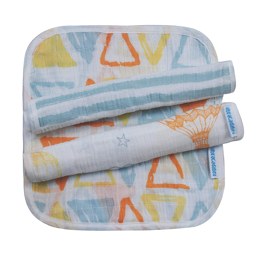 Abracadabra Cotton Muslin Wipes Pack of 3 (Hot Air Balloon) - Orange