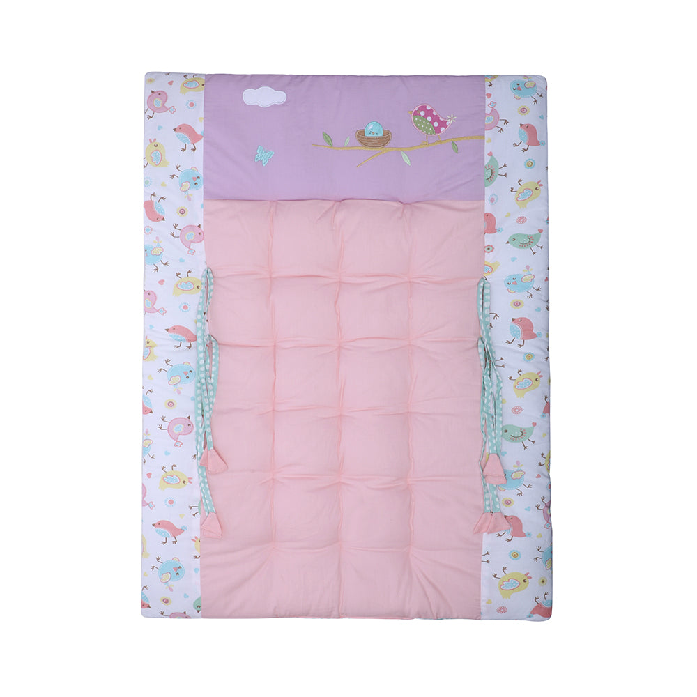 Abracadabra Cotton Bedding/Gadda Set Chirpy Bird Theme - Peach