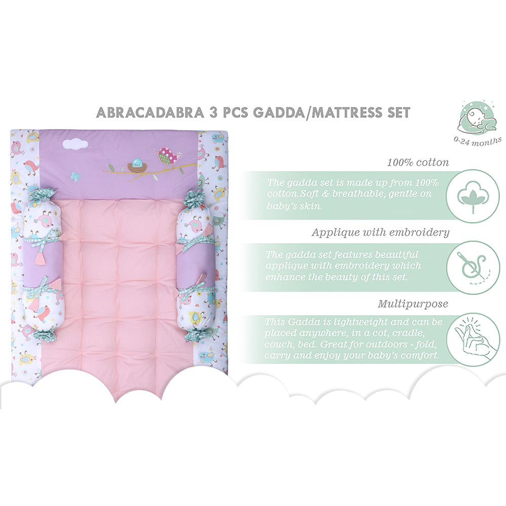 Abracadabra Cotton Bedding/Gadda Set Chirpy Bird Theme - Peach