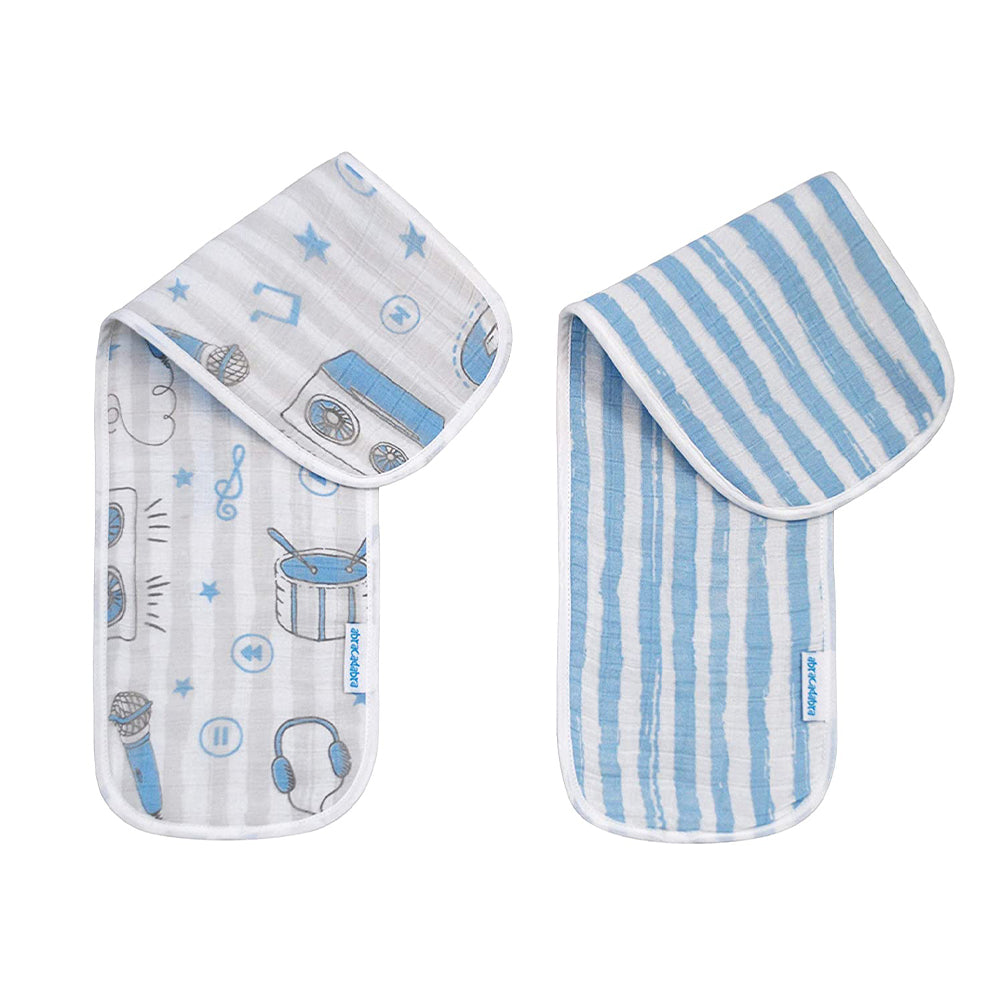 Abracadabra Muslin Burp Pad Set Of 2 (Rockstar) - Blue