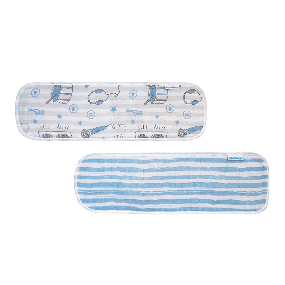 Abracadabra Muslin Burp Pad Set Of 2 (Rockstar) - Blue