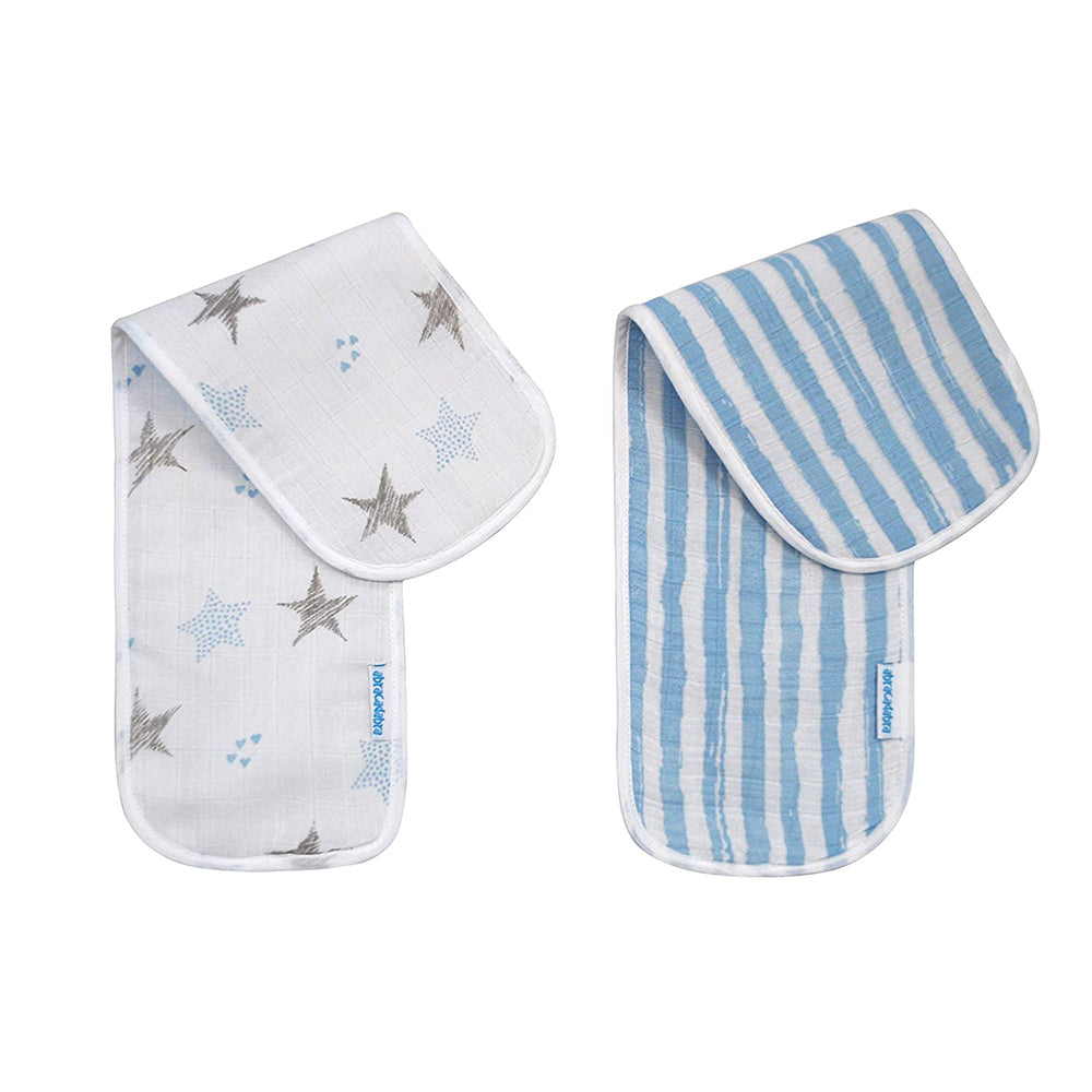 Abracadabra Muslin Burp Pad Set Of 2 (Stars) - Light Blue