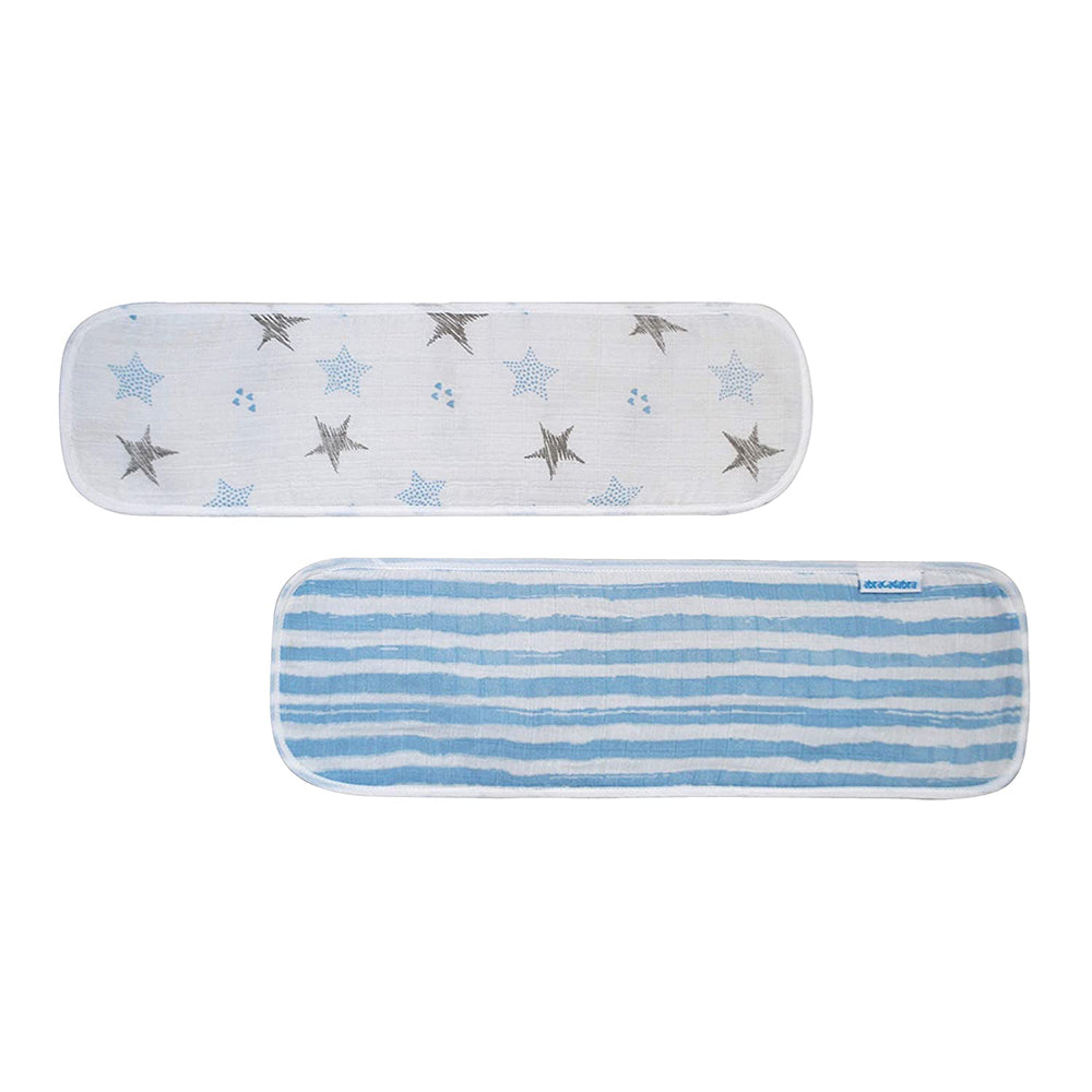 Abracadabra Muslin Burp Pad Set Of 2 (Stars) - Light Blue