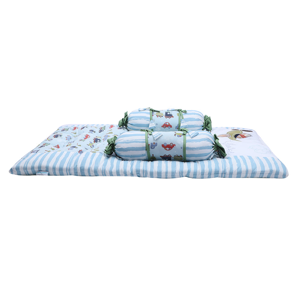 Abracadabra Cotton Bedding/Gadda Set Transport Theme - Sky Blue