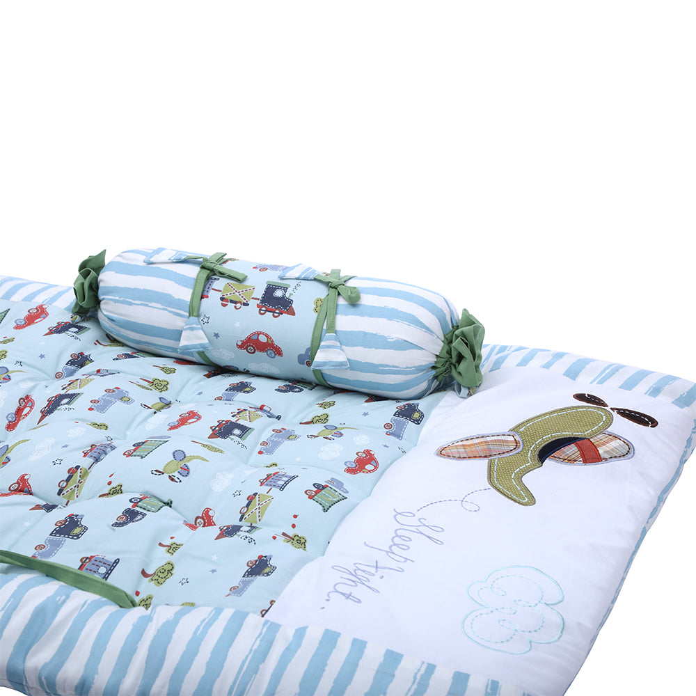 Abracadabra Cotton Bedding/Gadda Set Transport Theme - Sky Blue