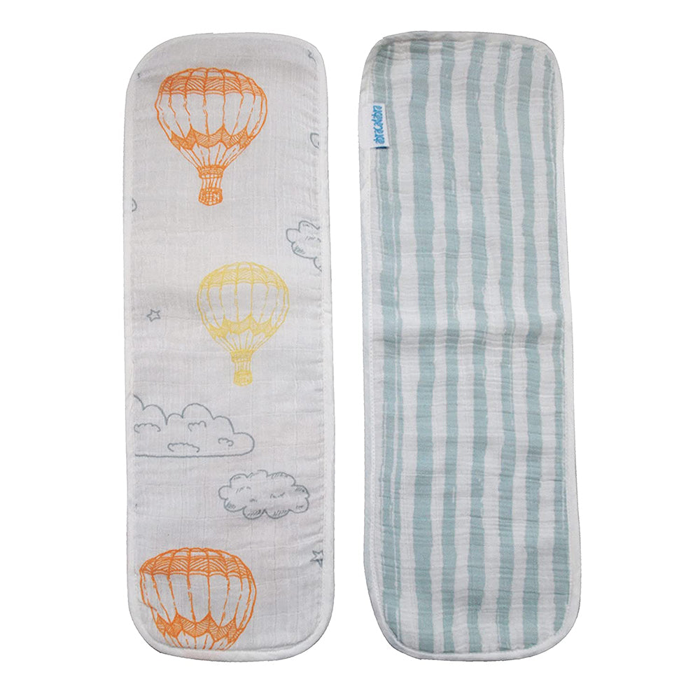 Abracadabra Muslin Burp Pad Set Of 2 (Hot Air Balloon) - Orange