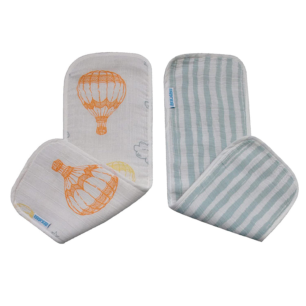 Abracadabra Muslin Burp Pad Set Of 2 (Hot Air Balloon) - Orange