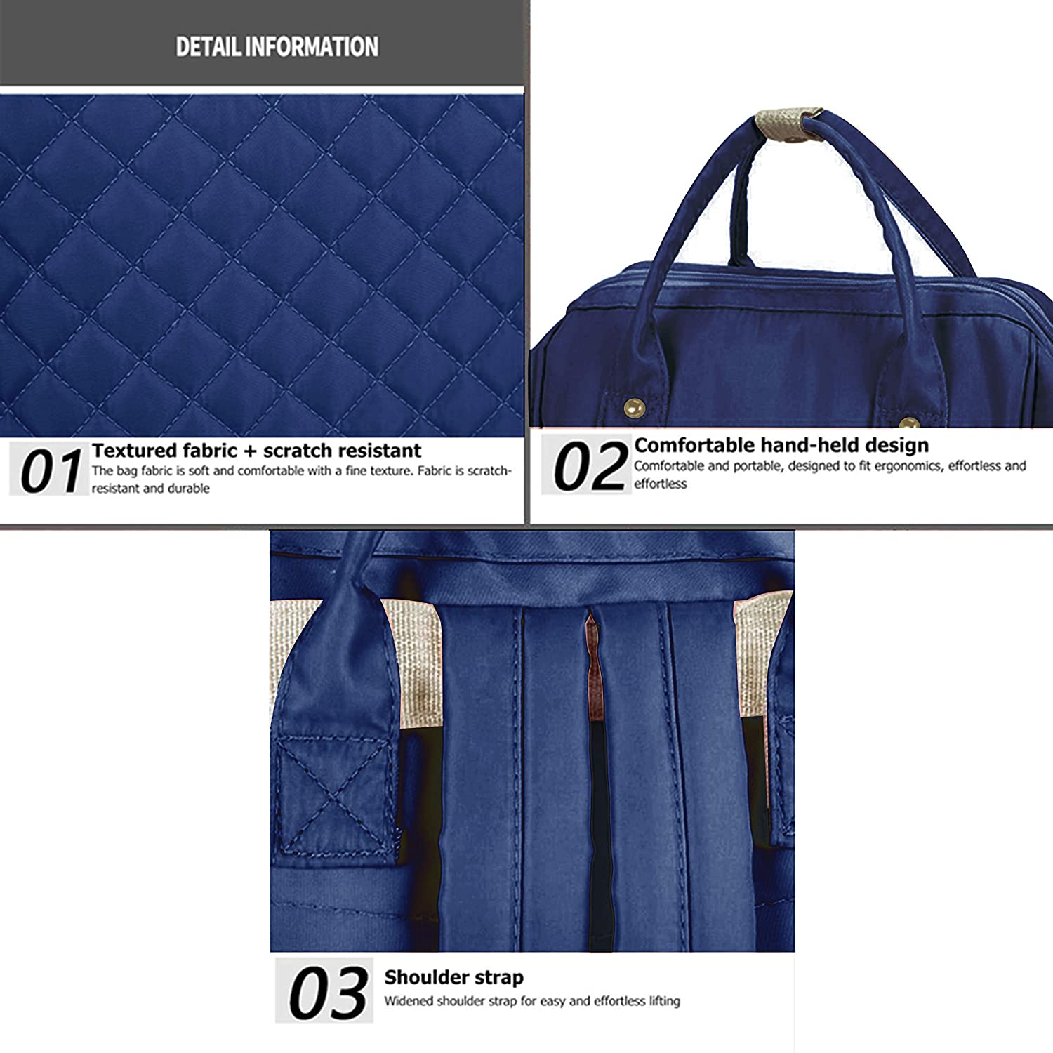 Abracadabra Quilted Diaper Bag - Blue