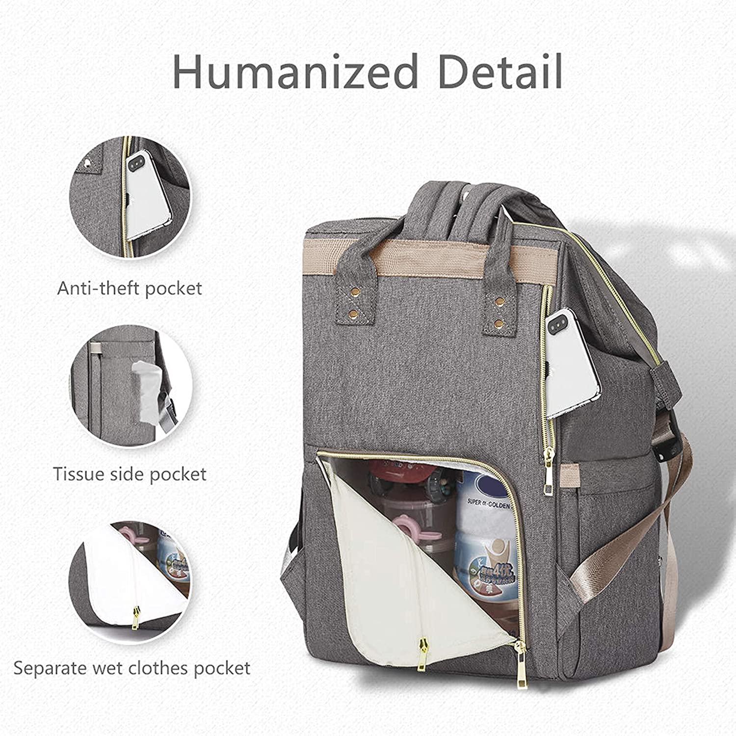 Abracadabra Diaper Bag - Grey
