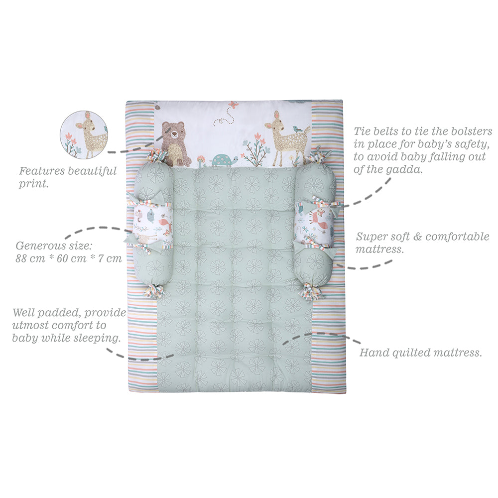 Abracadabra Cotton Bedding/Gadda Set Bambi & Friends Theme - Sage Green