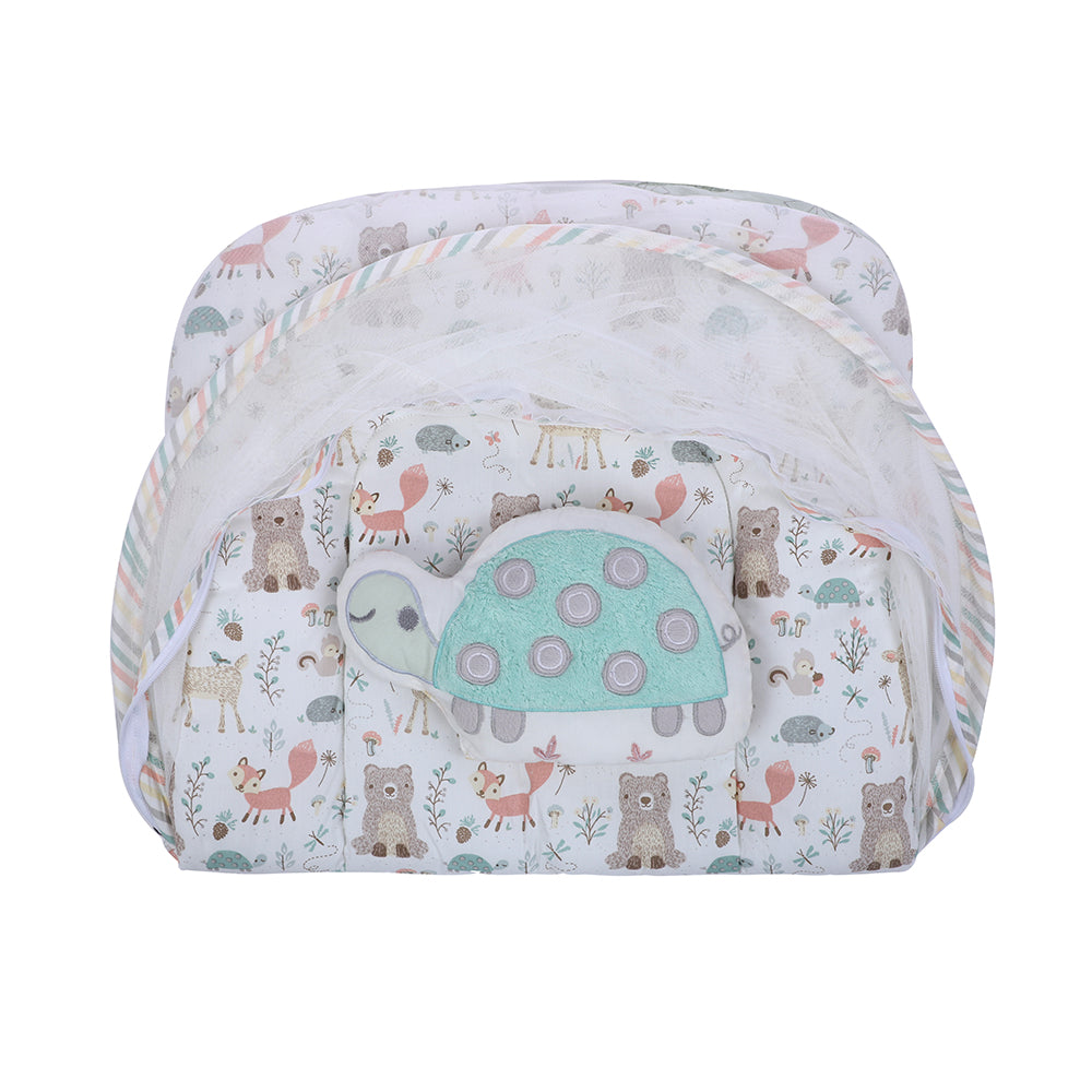 Abracadabra Gadda Set with Mosquito Net & Shaped Pillow Bambi & Friennds Theme - Multicolour