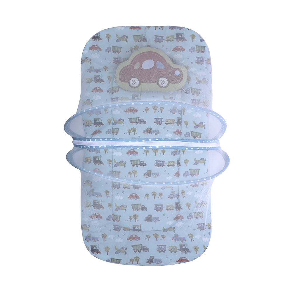 Abracadabra Gadda Set with Mosquito Net & Shaped Pillow Transport Theme - Light Blue