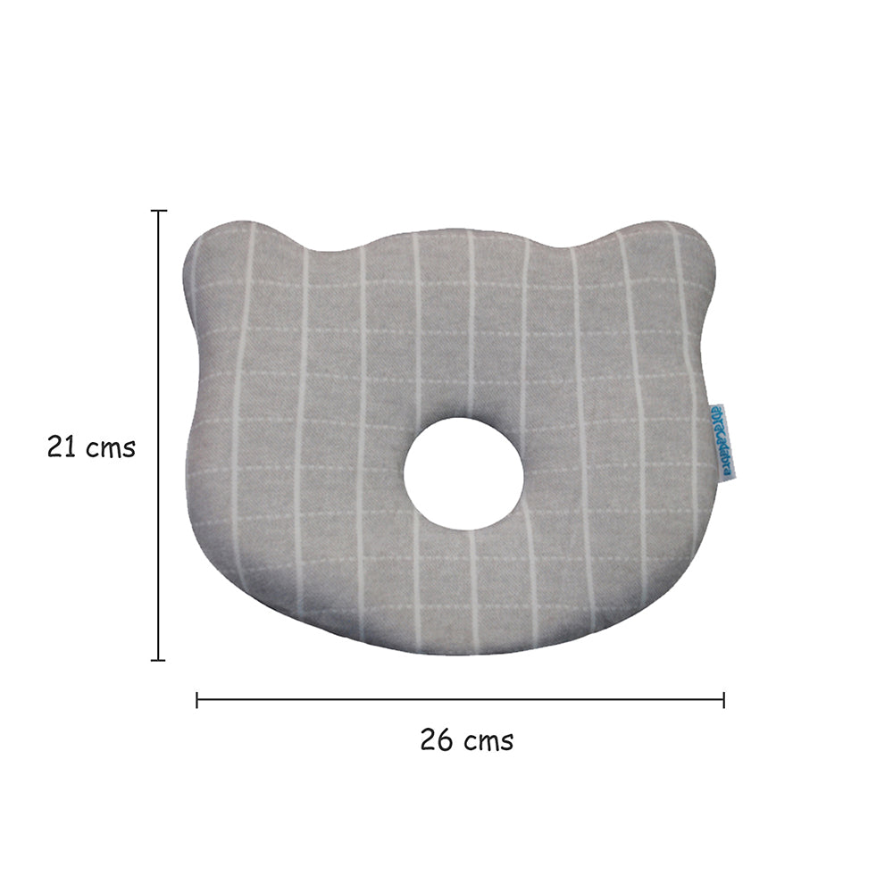 Abracadabra Memory Foam Baby Head Shaping Pillow - Grey Check