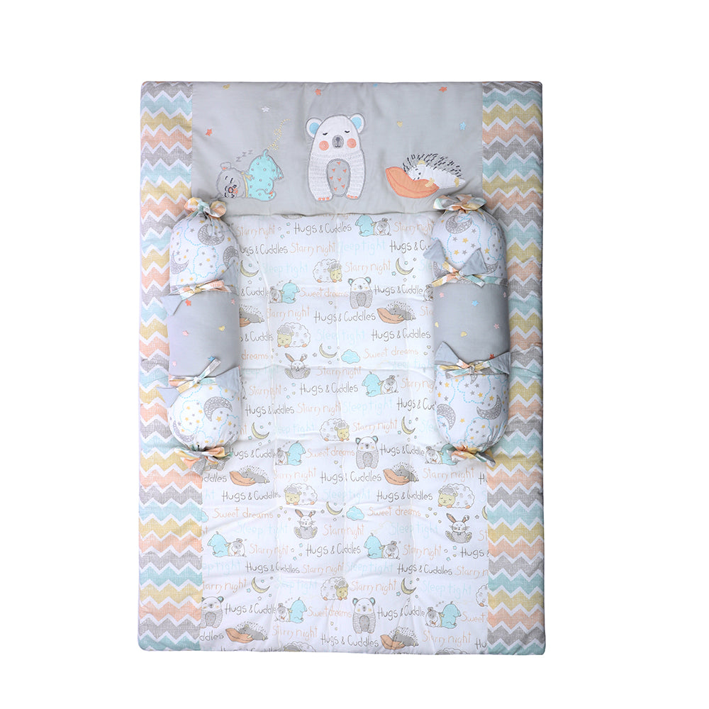 Abracadabra Cotton Bedding/Gadda Set Sleepy Friends Theme - Grey