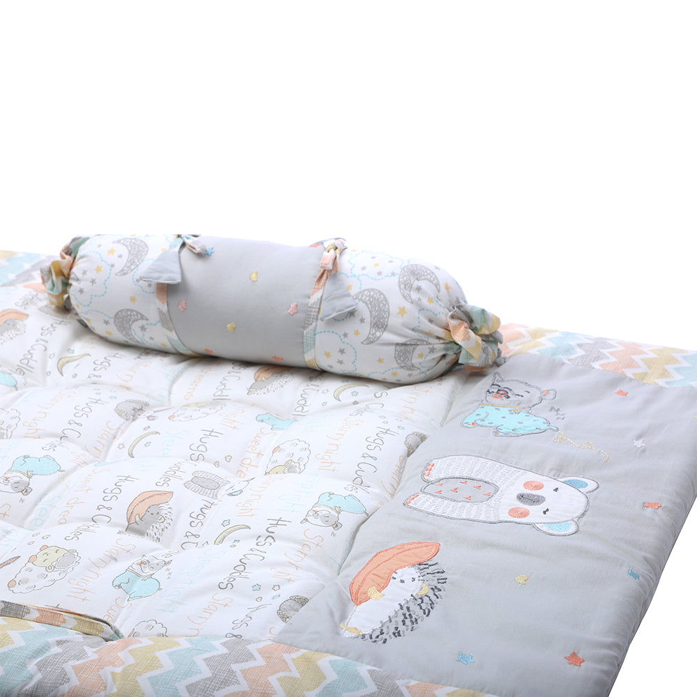 Abracadabra Cotton Bedding/Gadda Set Sleepy Friends Theme - Grey