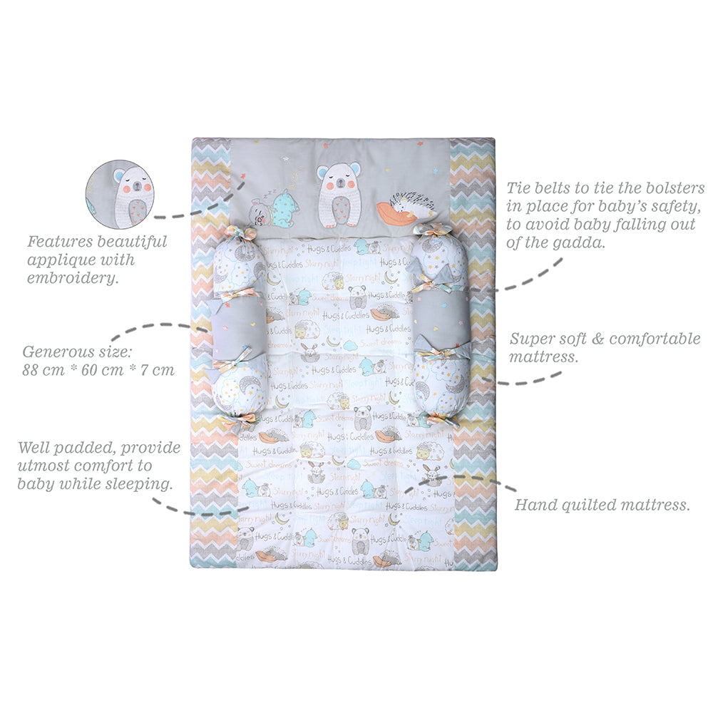 Abracadabra Cotton Bedding/Gadda Set Sleepy Friends Theme - Grey