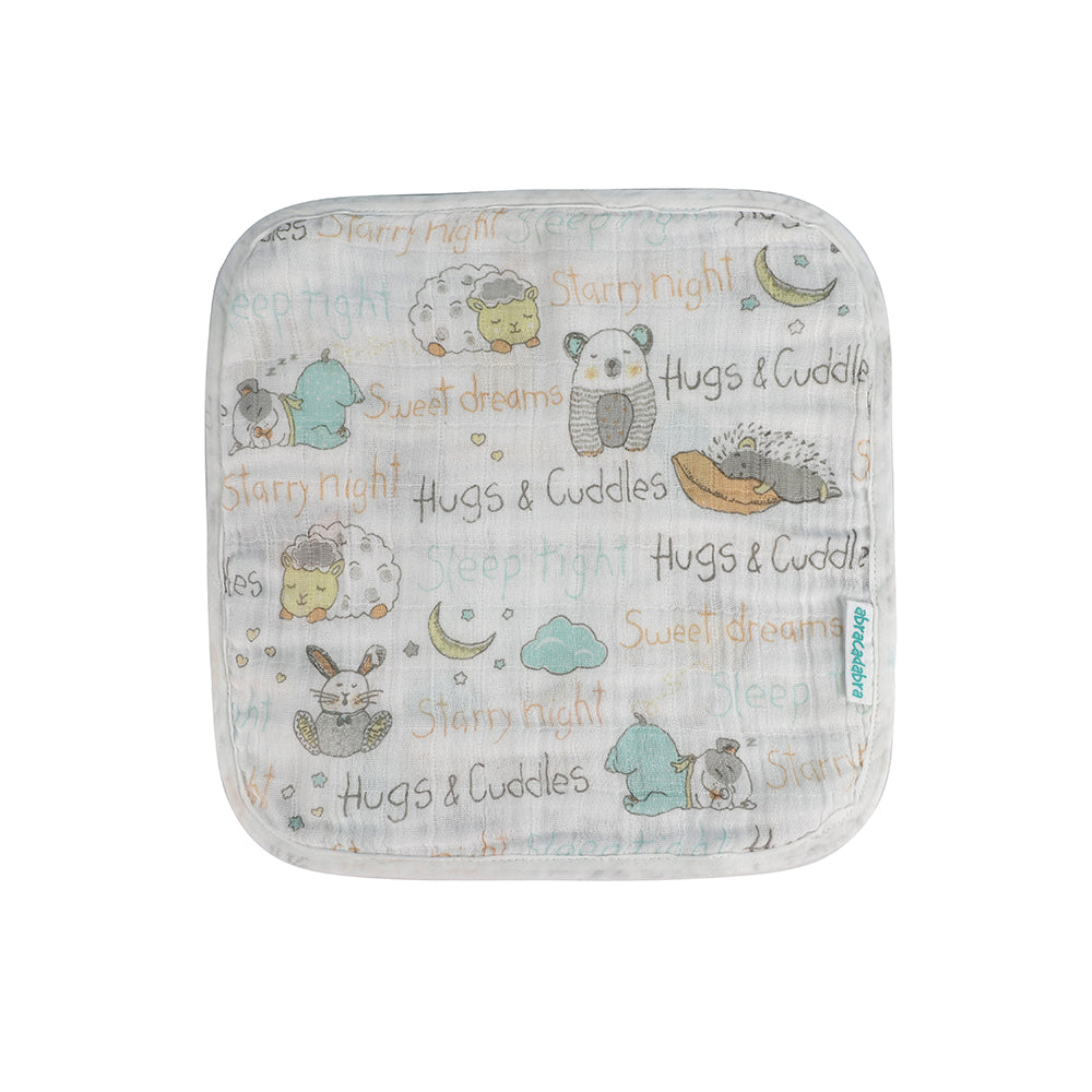 Abracadabra Cotton Muslin Wipes Pack of 3 (Sleepy Friends) - Pastel Multicolor