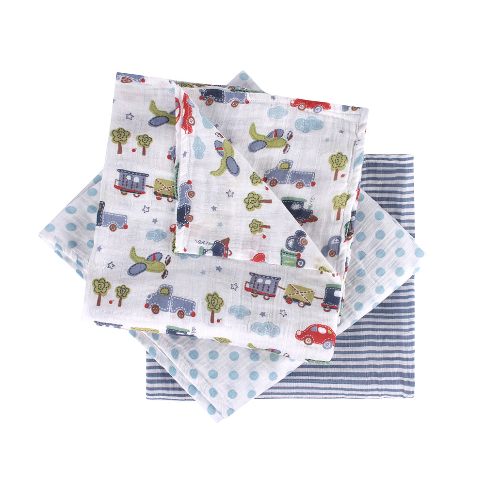 Abracadabra Cotton Muslin Swaddle For Newborns Pack of 3 (Transport) - Blue