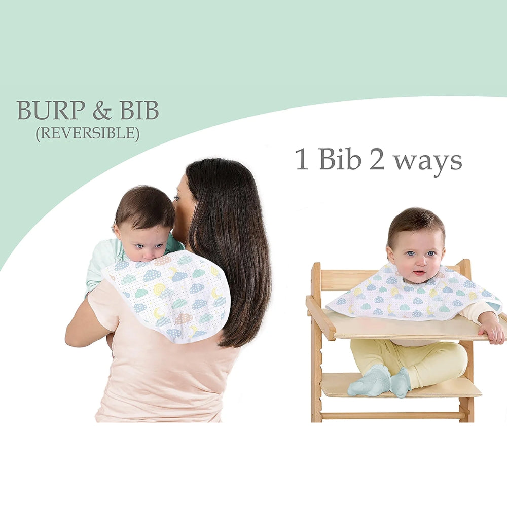 Abracadabra 2 in 1 Reversible Bib & Burp Pad - Lost in Clouds