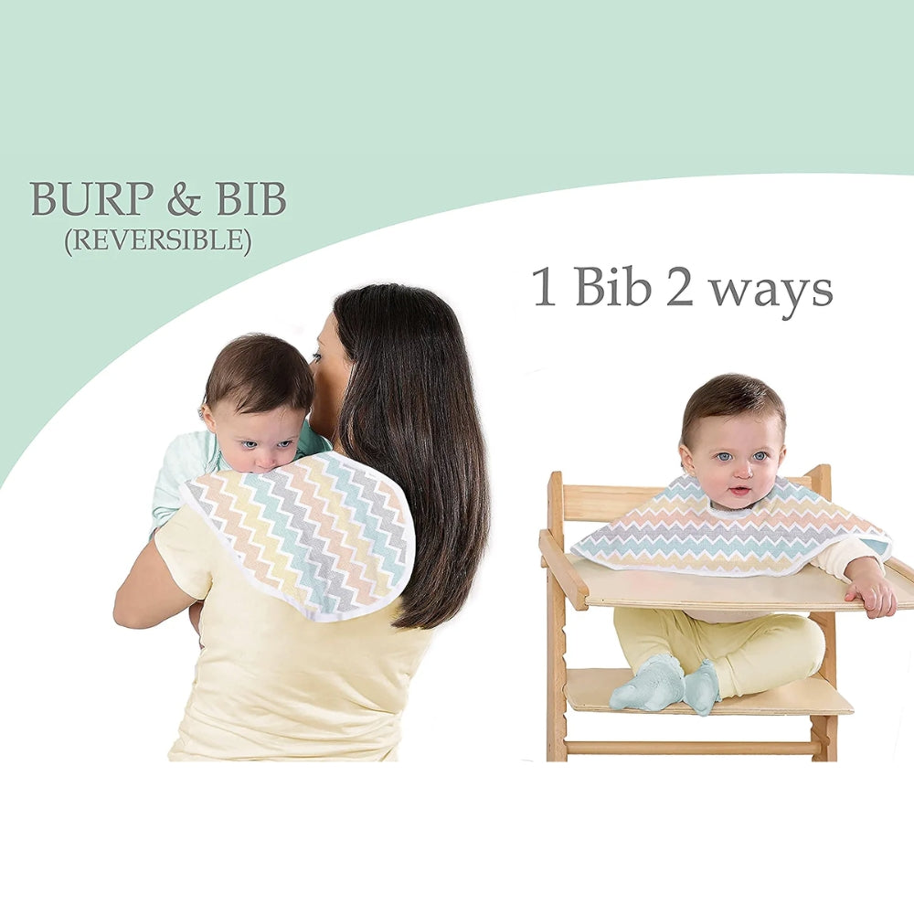 Abracadabra 2 in 1 Reversible Bib & Burp Pad - Zig-Zag