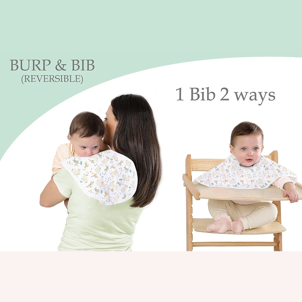 Abracadabra 2 in 1 Reversible Bib & Burp Pad - Bunny Garden