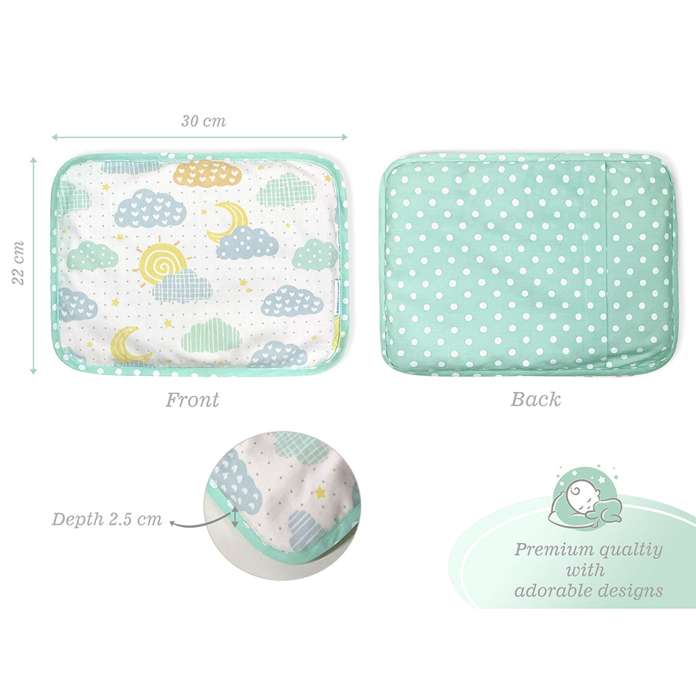 Abracadabra Head Shaping Mustard Seed Rai Pillow With Lavender Essentail Oil (Lost in Clouds) - Sea Green