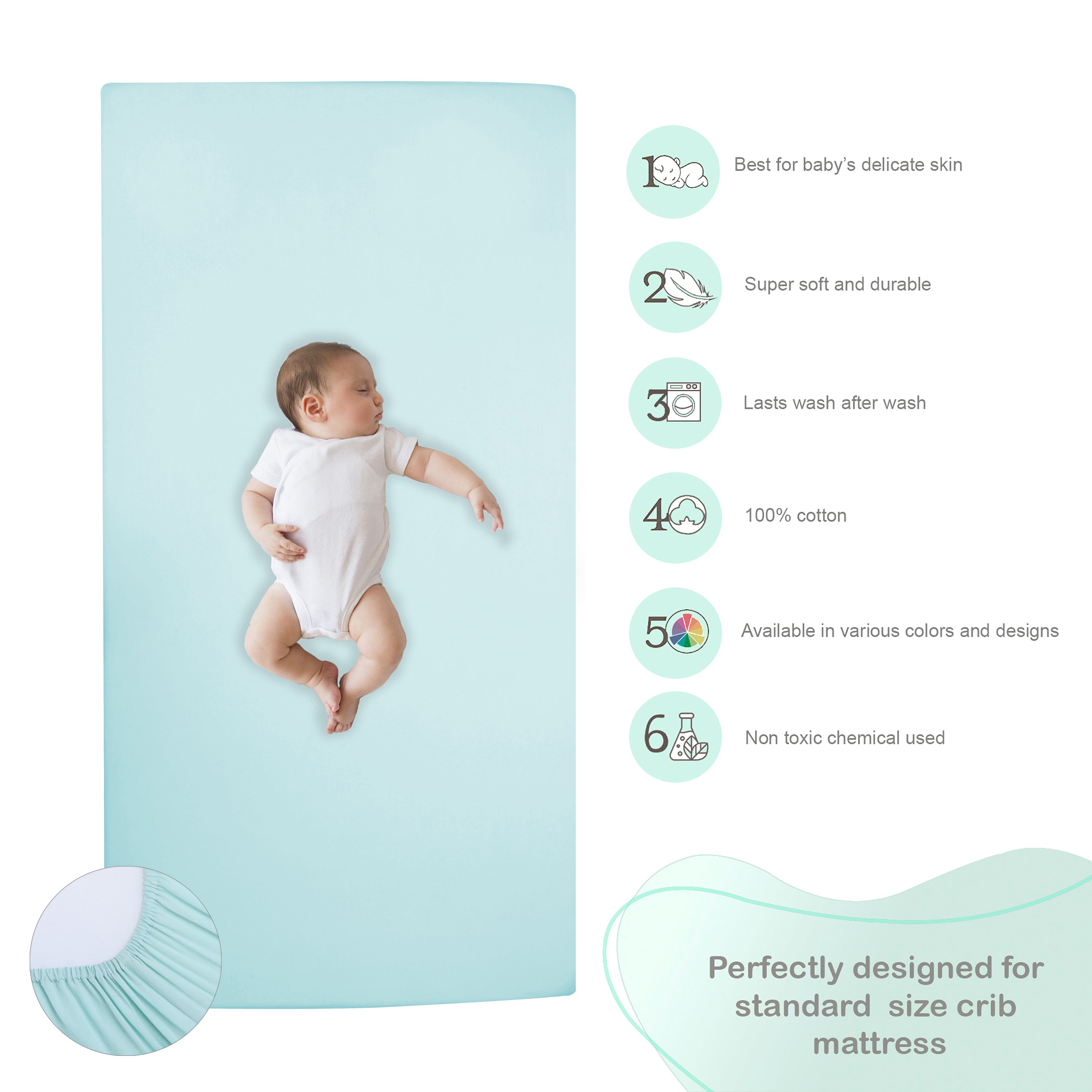 Abracadabra Fitted Sheet - Sea Green
