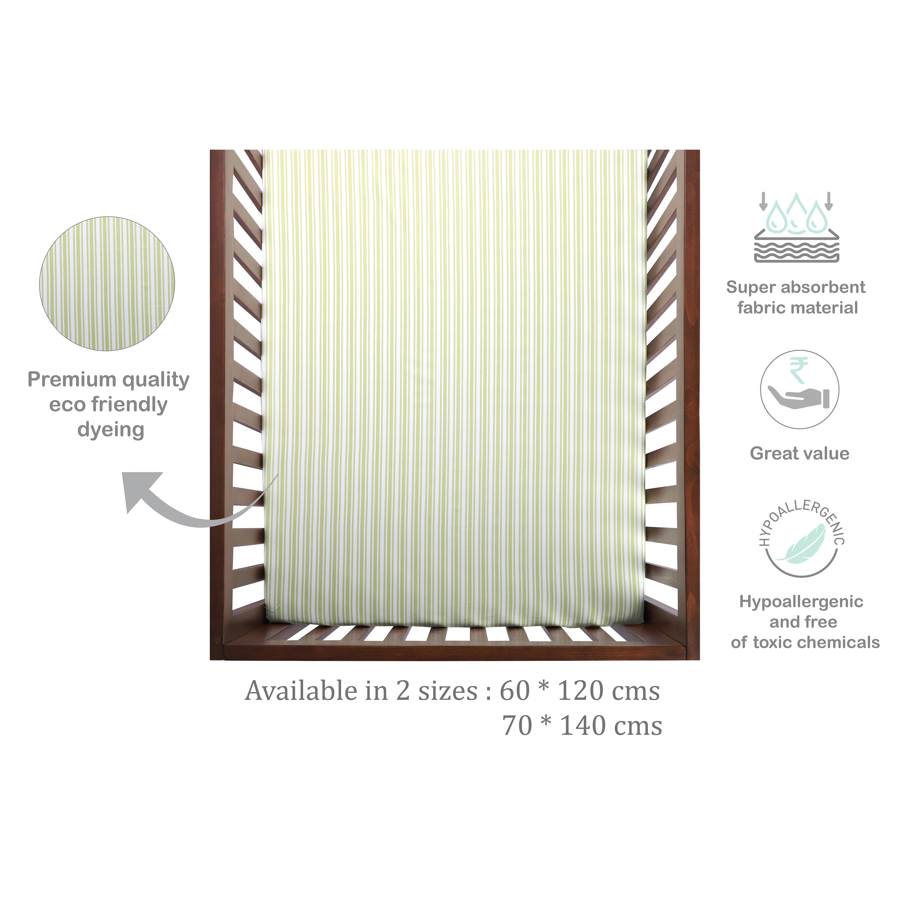 Abracadabra Fitted Sheet - Green Ticking Stripe