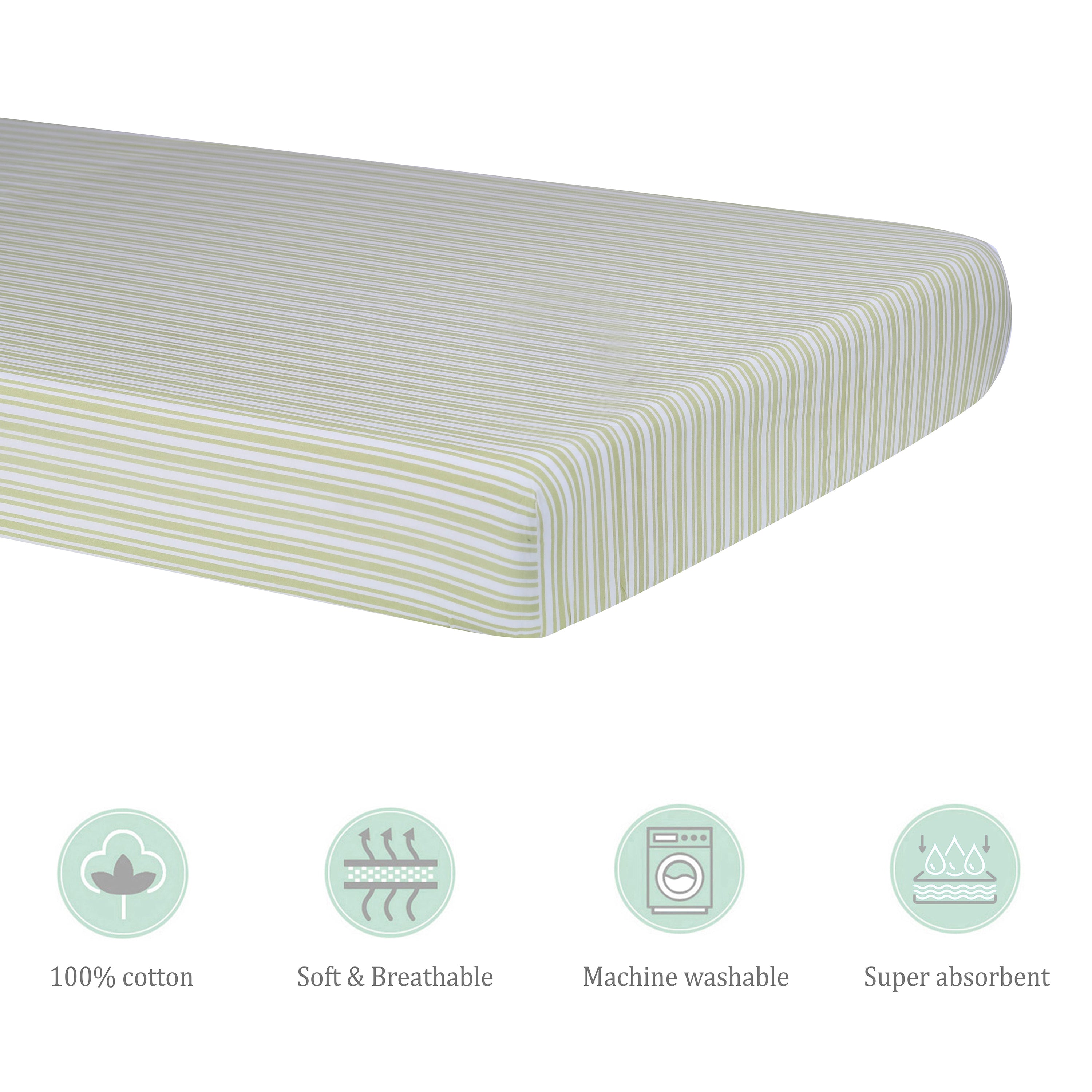 Abracadabra Fitted Sheet - Green Ticking Stripe