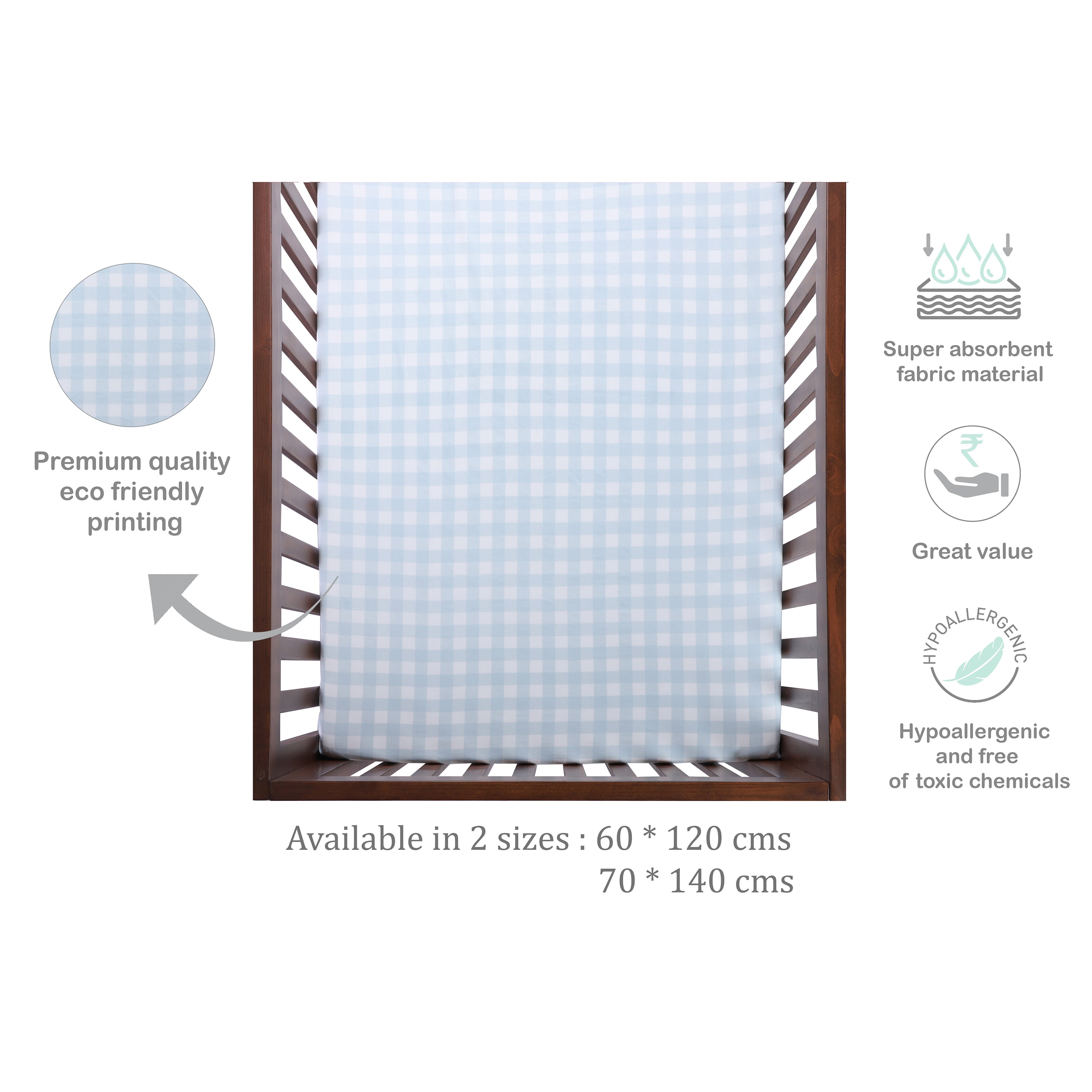Abracadabra Fitted Sheet - Blue Gingham Check