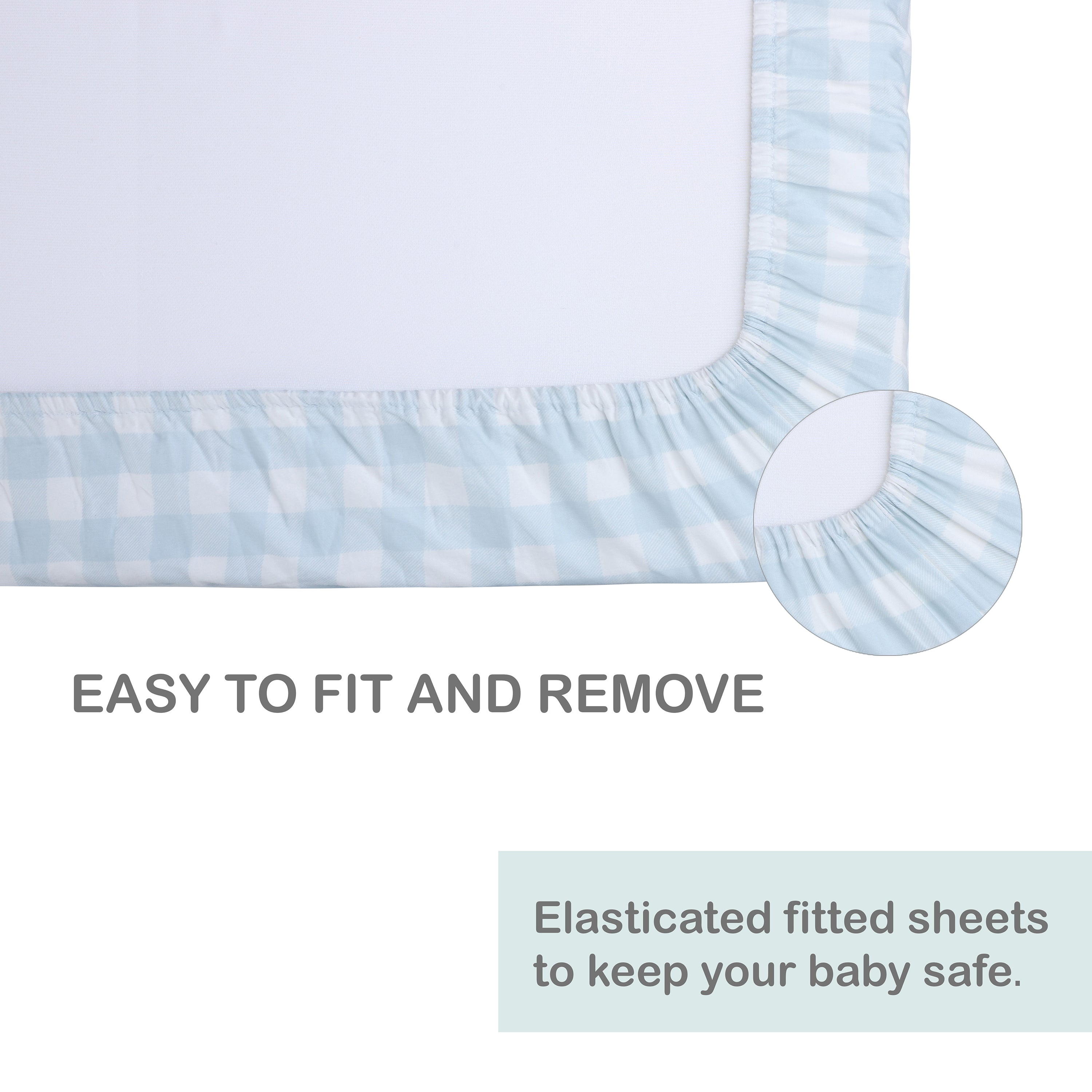 Abracadabra Fitted Sheet - Blue Gingham Check