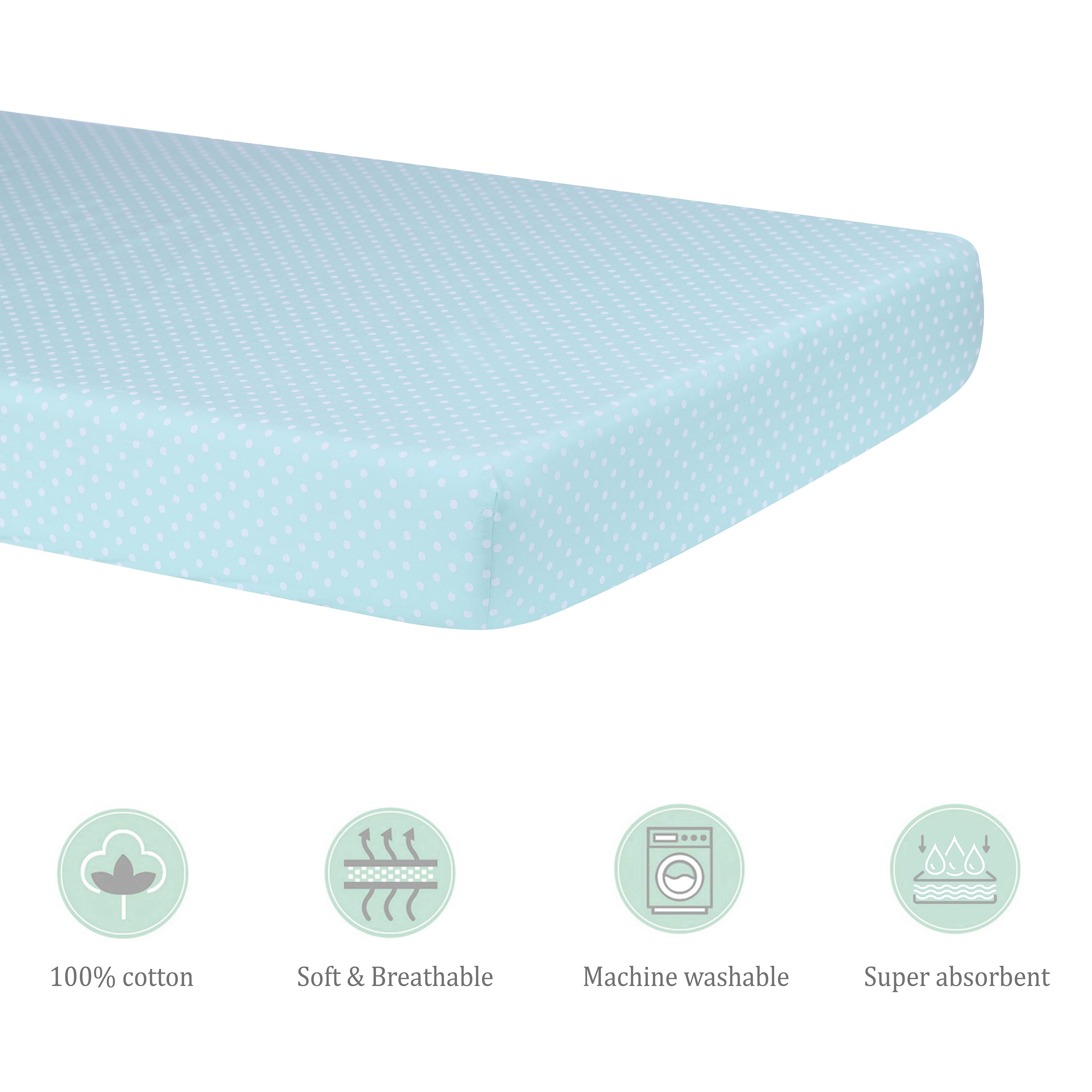 Abracadabra Fitted Sheet - Sea Green Polka Dot