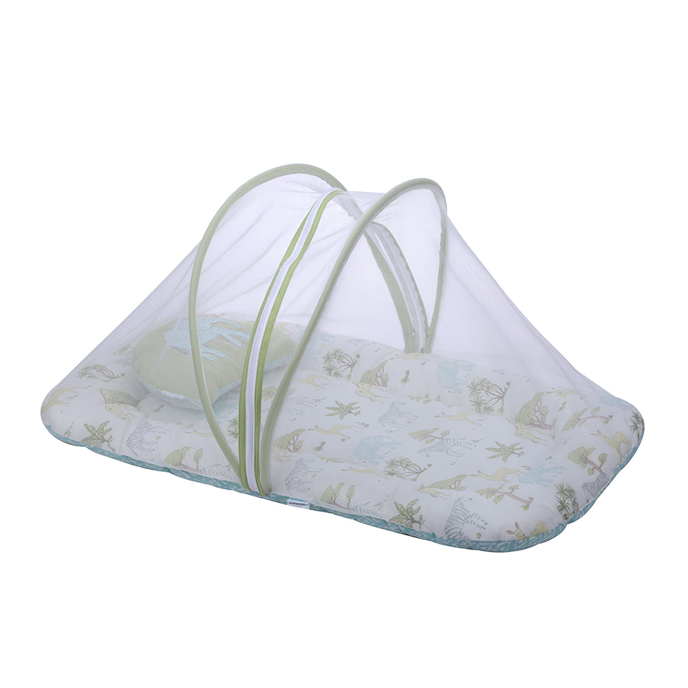 Abracadabra Gadda Set with Mosquito Net & Shaped Pillow Savanna Theme - Green